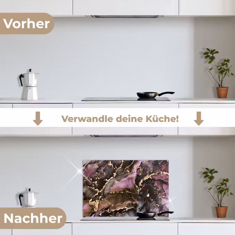 Marmer - Gold - Steen - Abstract keuken achterwand spatscherm klein -voor_na_DE