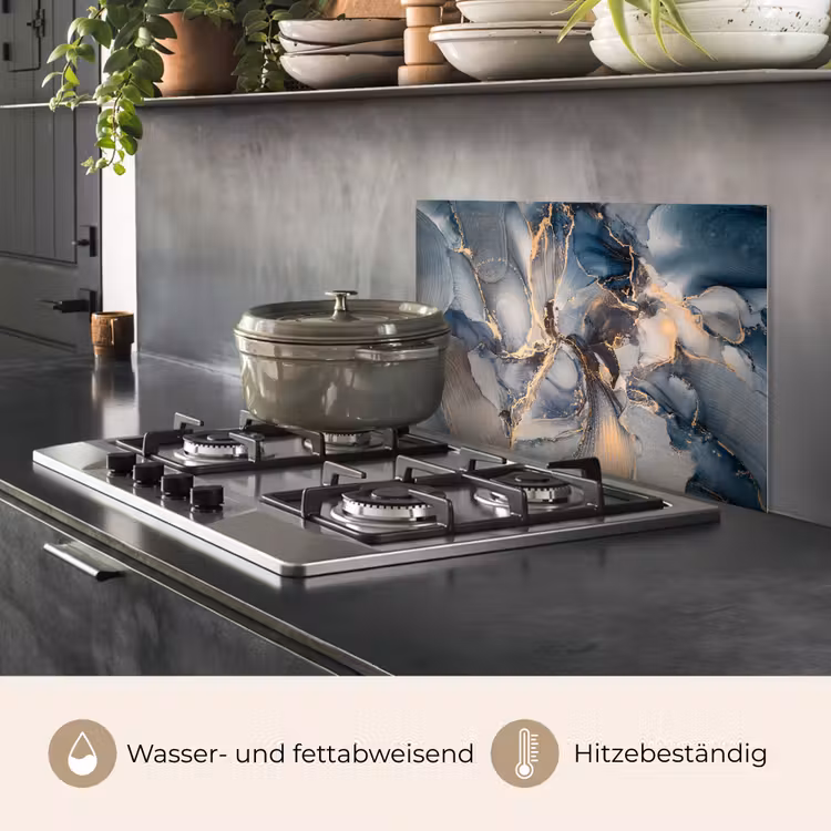 Marmer - Grijs - Blauw - Luxe - Goud keuken achterwand spatscherm klein -usp_DE