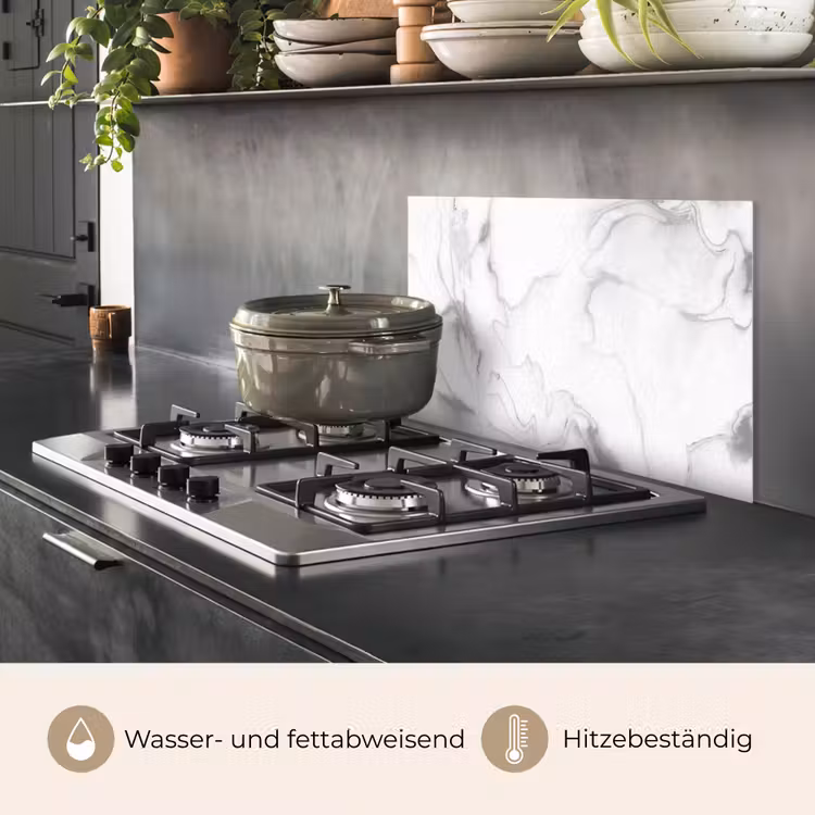 Marmer - Grijs - Wit - Abstract - Marmerlook keuken achterwand spatscherm klein -usp_DE