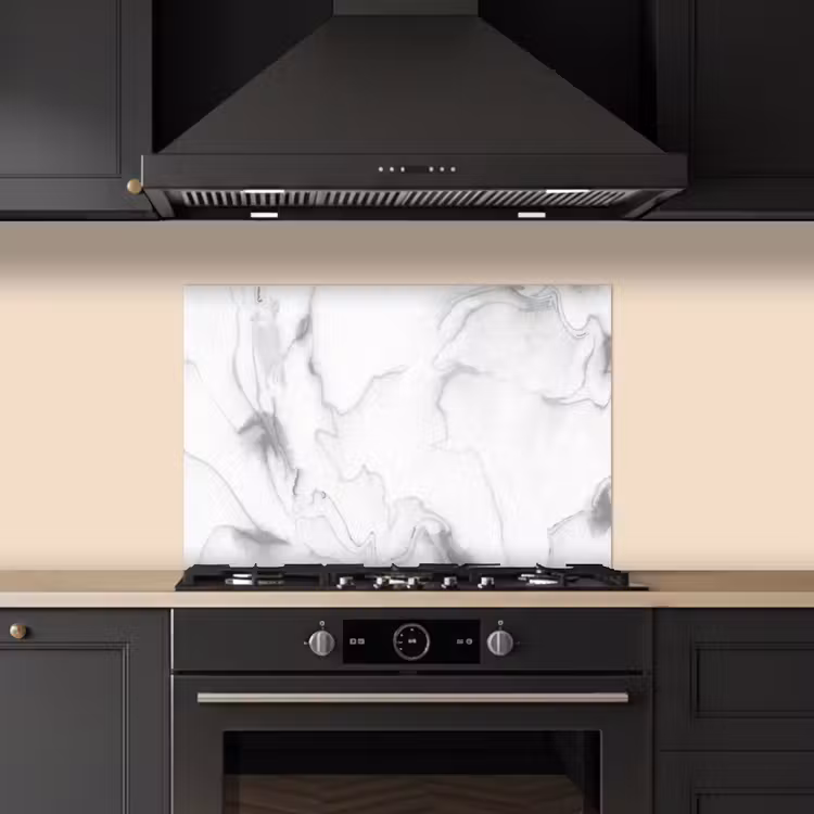 Marmer - Grijs - Wit - Abstract - Marmerlook keuken achterwand spatscherm klein -sfeer1