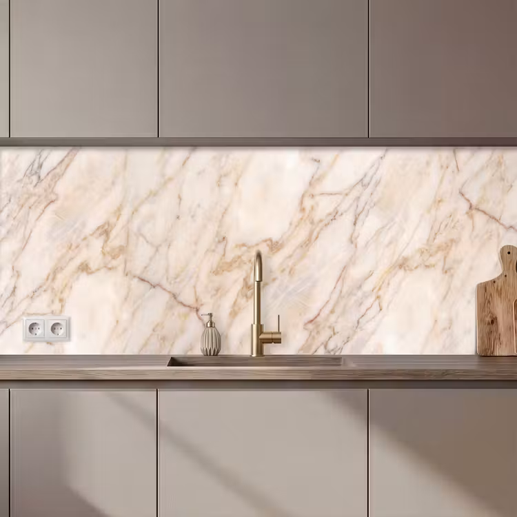 Marmer - Ader - Abstract - Wit - Goud keuken achterwand 2 middel zz_3dshopping