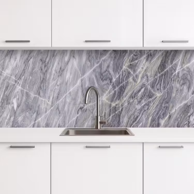 Marmer - Ader - Patroon - Abstract - Grijs keuken achterwand 2 middel -3d