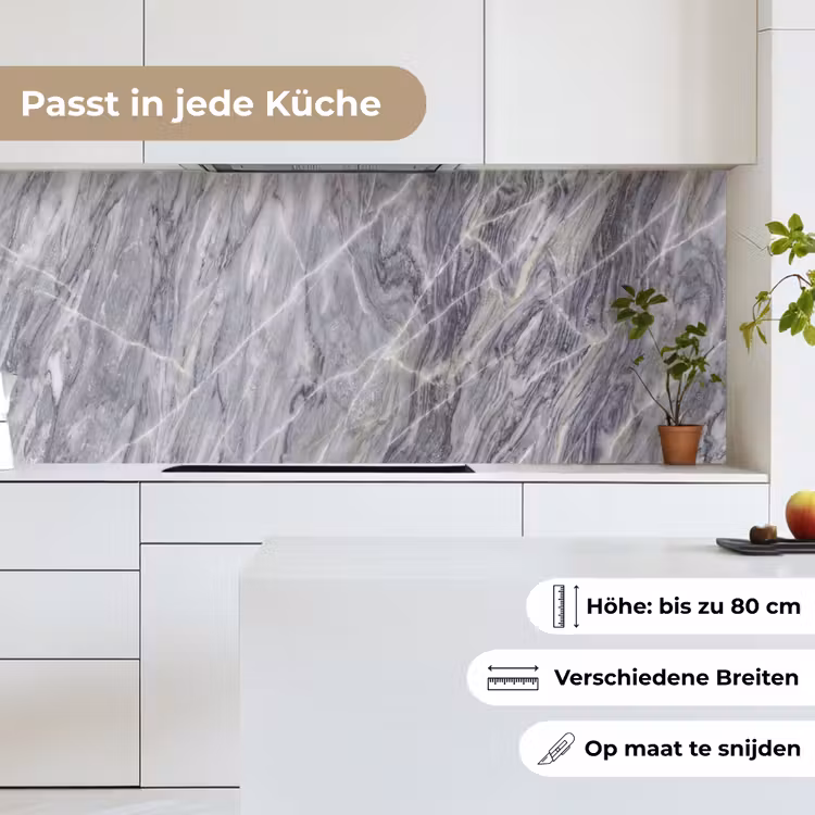 Marmer - Ader - Patroon - Abstract - Grijs keuken achterwand 2 middel -sfeer4_DE