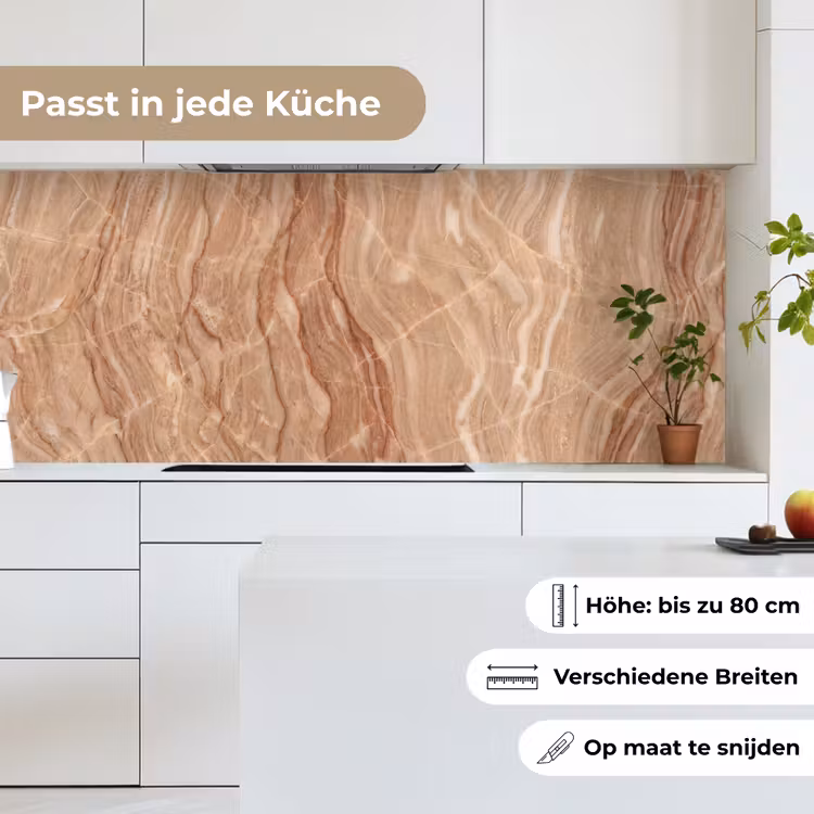 Marmer - Ader - Natuur - Abstract - Beige keuken achterwand 2 middel -sfeer4_DE