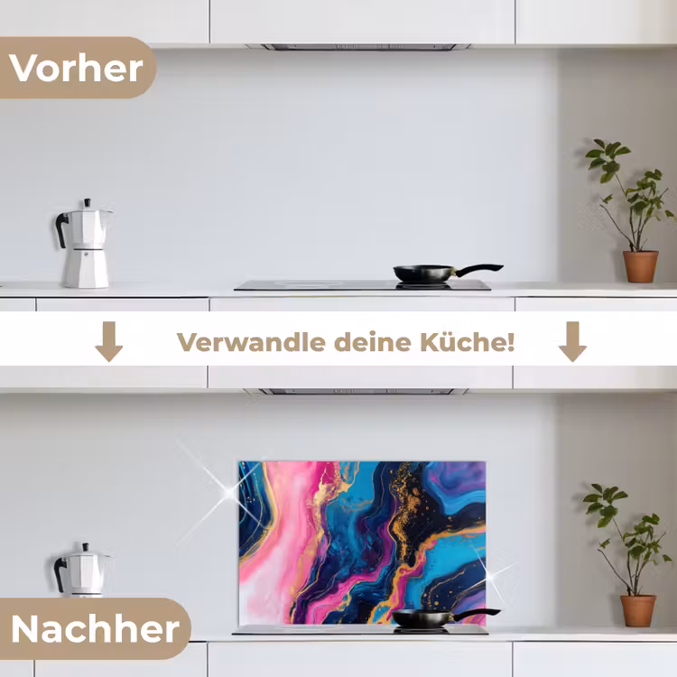 Marmer - Modern - Goud keuken achterwand spatscherm klein -voor_na_DE