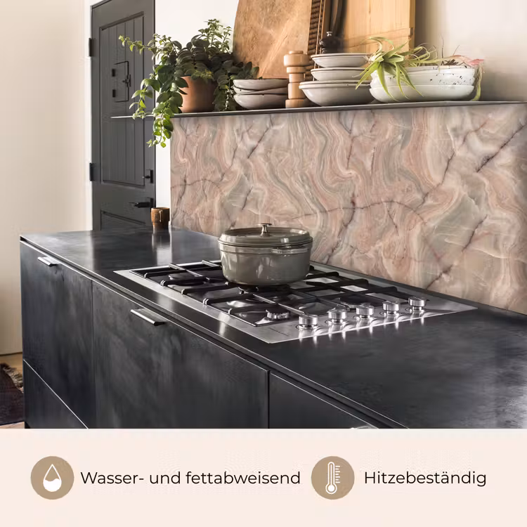 Marmer - Patroon - Abstract - Beige - Groen keuken achterwand 2 middel -usp_DE