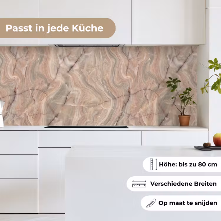 Marmer - Patroon - Abstract - Beige - Groen keuken achterwand 2 middel -sfeer4_DE