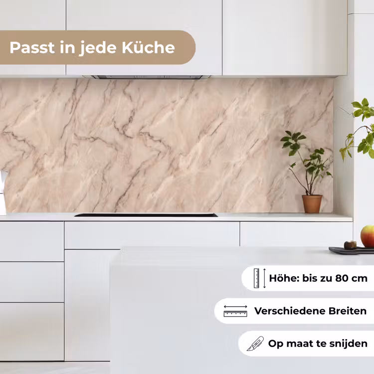 Marmer - Patroon - Abstract - Modern - Beige keuken achterwand 2 middel -sfeer4_DE