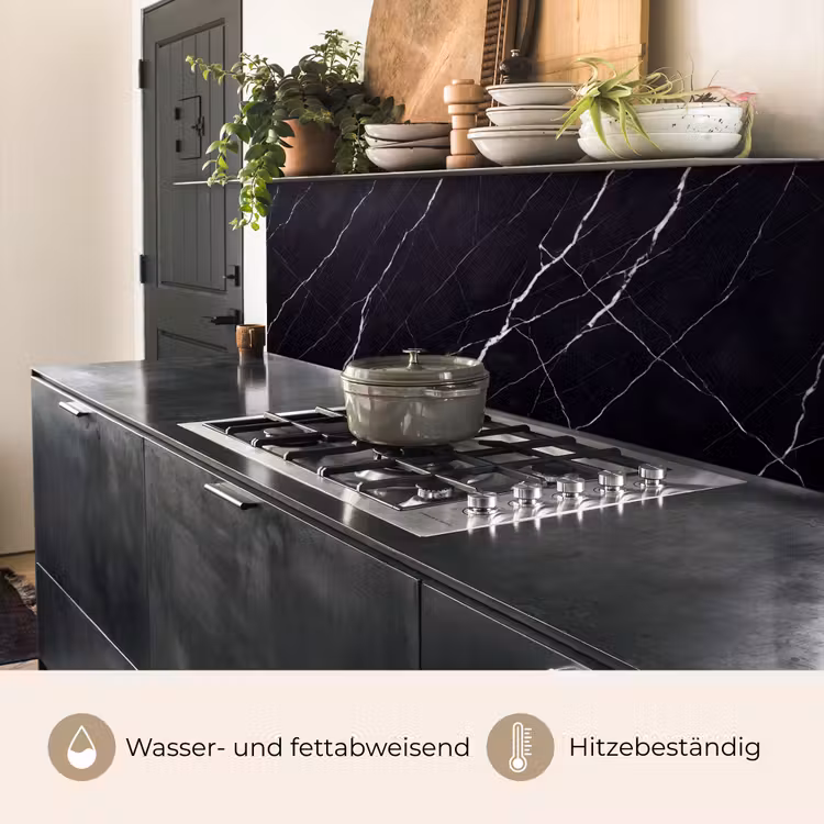 Marmer - Patroon - Abstract - Modern - Zwart keuken achterwand 2 middel -usp_DE