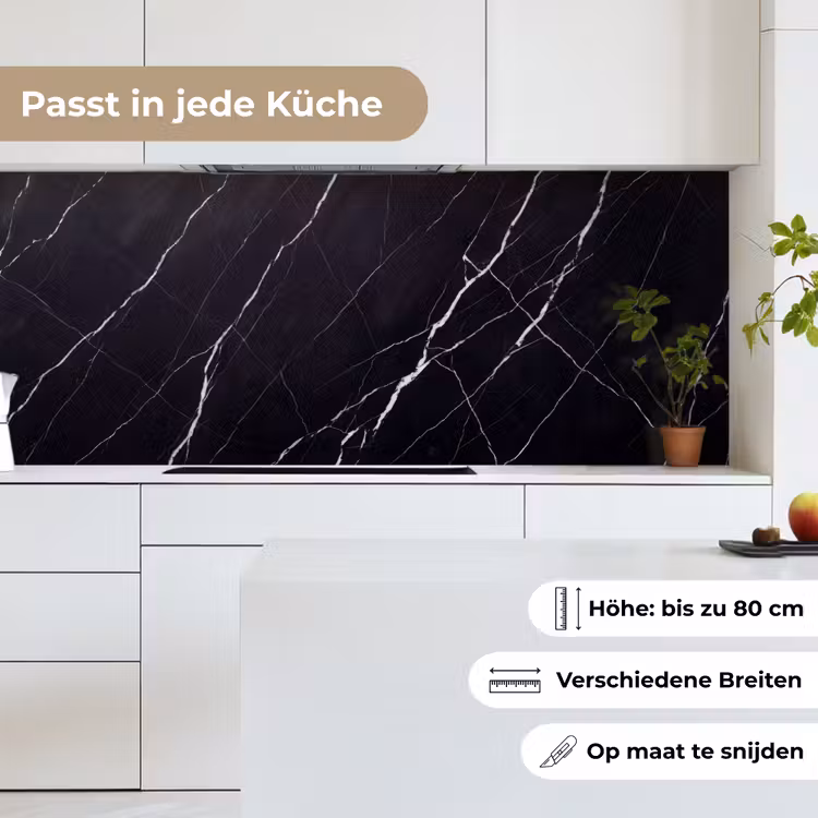 Marmer - Patroon - Abstract - Modern - Zwart keuken achterwand 2 middel -sfeer4_DE