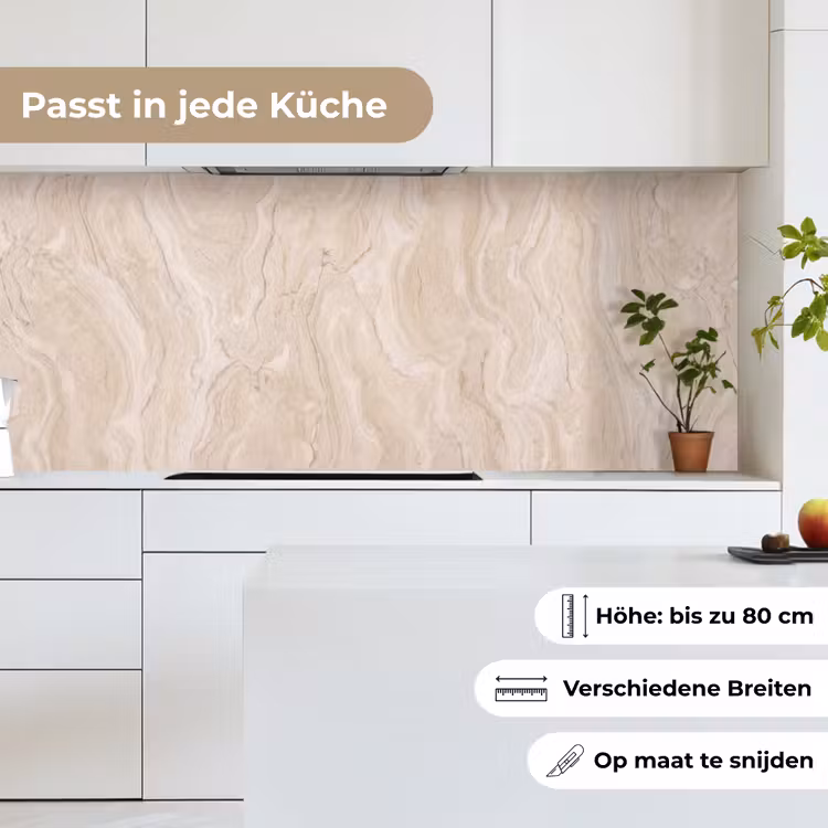 Marmer - Patroon - Beige - Steen - Abstract keuken achterwand 2 middel -sfeer4_DE