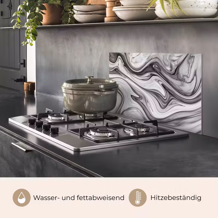 Marmer - Patronen - Grijs - Marmerlook - Zwart keuken achterwand spatscherm klein -usp_DE