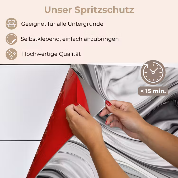 Marmer - Patronen - Grijs - Marmerlook - Zwart keuken achterwand spatscherm klein -spatscherm_DE