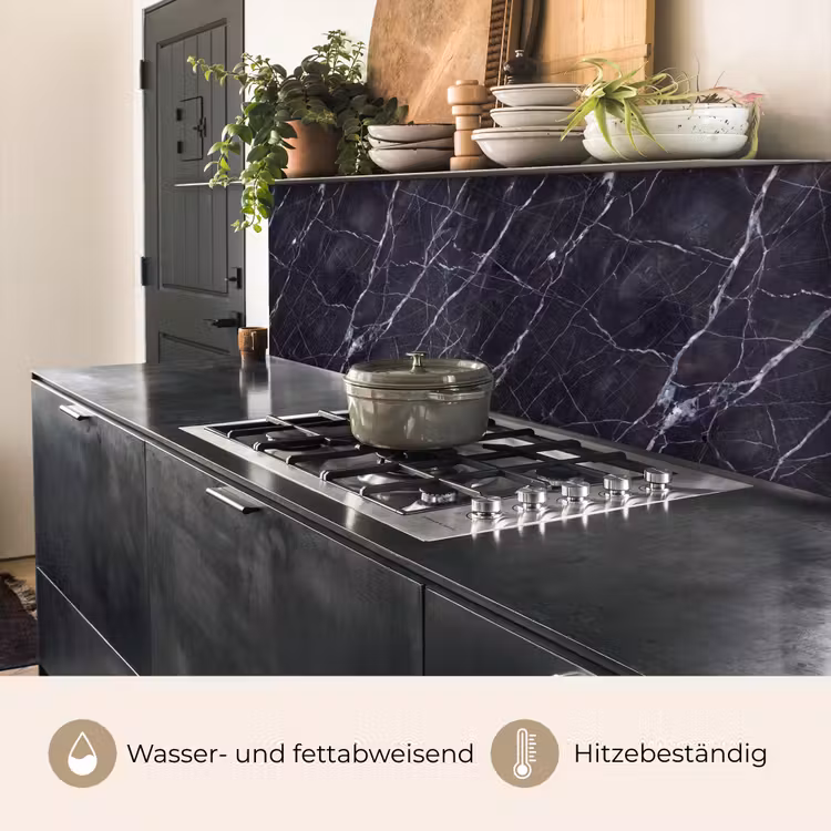 Marmer - Patroon - Modern - Zwart - Wit keuken achterwand 2 middel -usp_DE