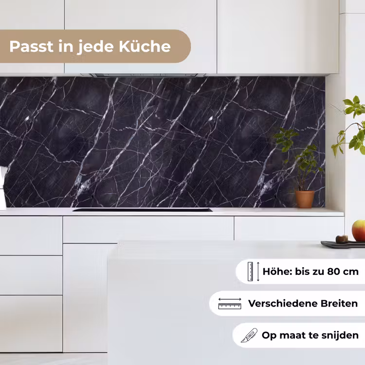 Marmer - Patroon - Modern - Zwart - Wit keuken achterwand 2 middel -sfeer4_DE