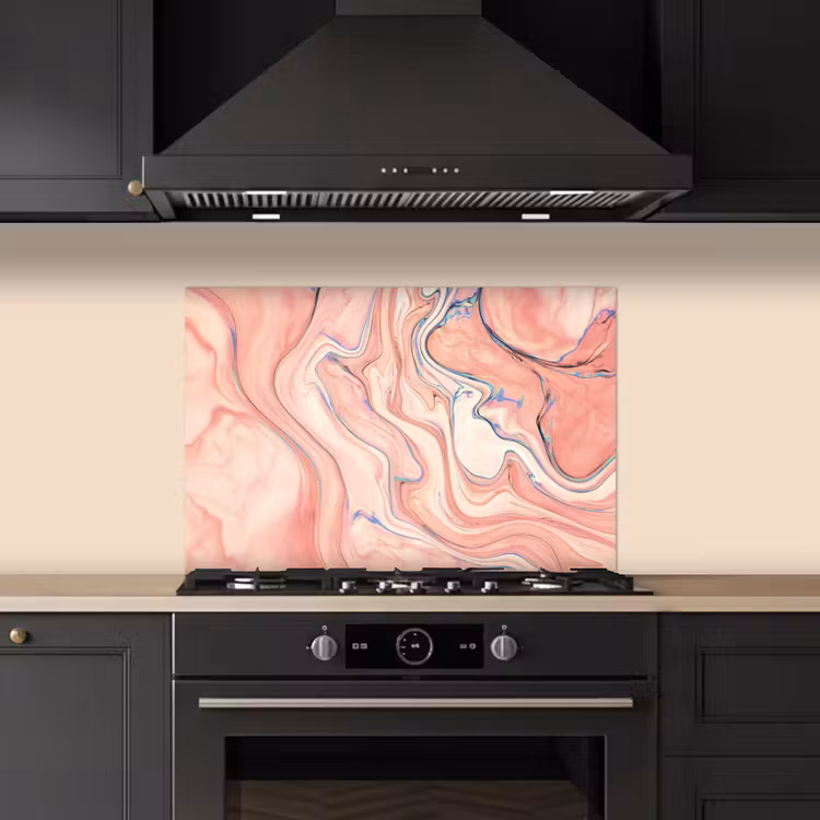 Marmer - Pastel - Roze - Blauw - Marmerlook - Abstract keuken achterwand spatscherm klein -sfeer1