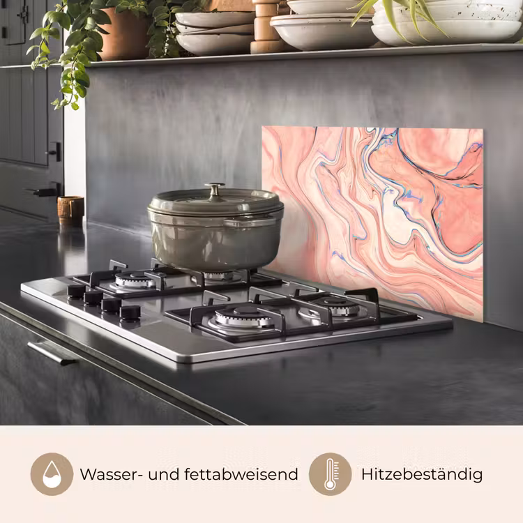 Marmer - Pastel - Roze - Blauw - Marmerlook - Abstract keuken achterwand spatscherm klein -usp_DE