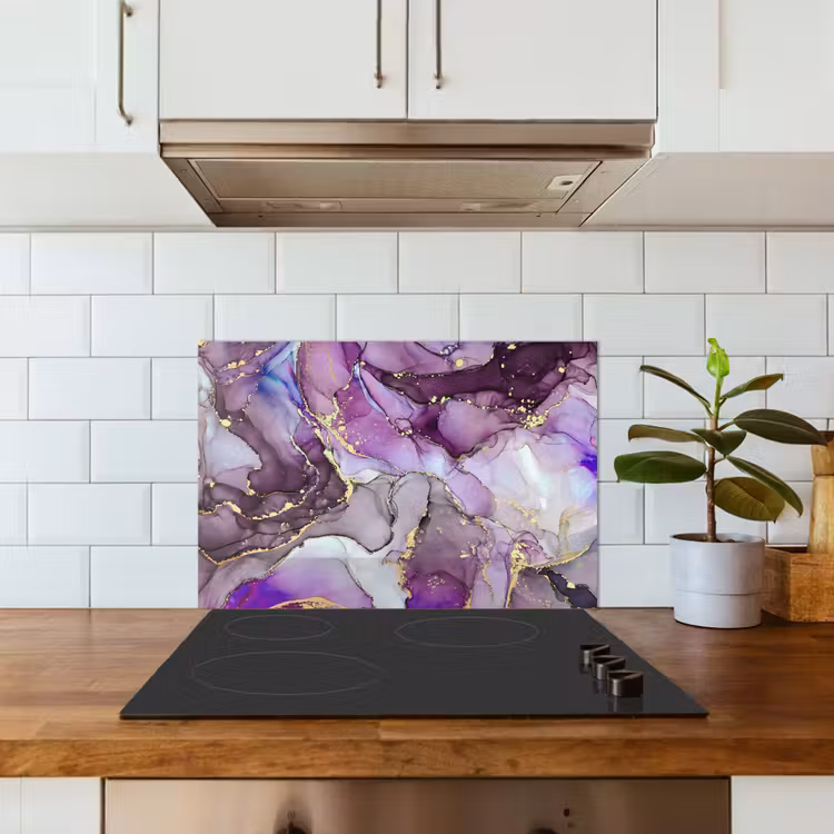 Marmer - Roze - Paars - Gold keuken achterwand spatscherm klein -sfeer2