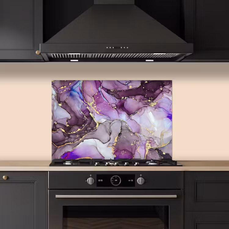 Marmer - Roze - Paars - Gold keuken achterwand spatscherm klein -sfeer1