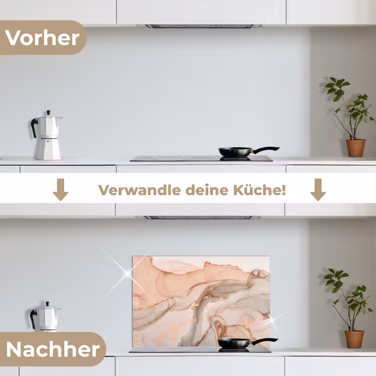 Marmer - Roze - Rosé keuken achterwand spatscherm klein -voor_na_DE
