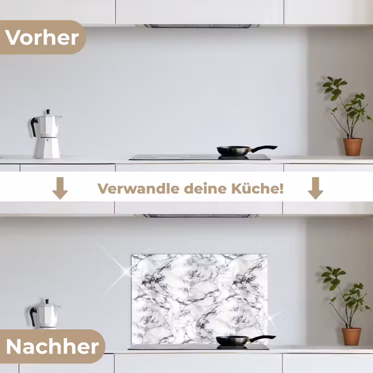 Marmer - Zwart - Dramatisch - Wit keuken achterwand spatscherm klein 900 -voor_na_DE