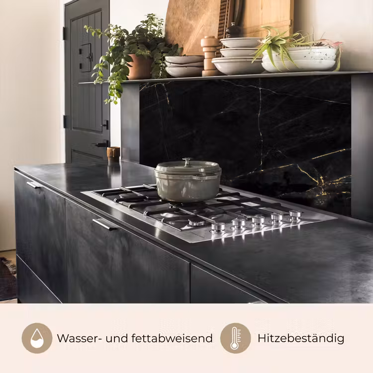 Marmer - Zwart - Goud - Chic - Marmerlook - Design keuken achterwand 2 middel -usp_DE