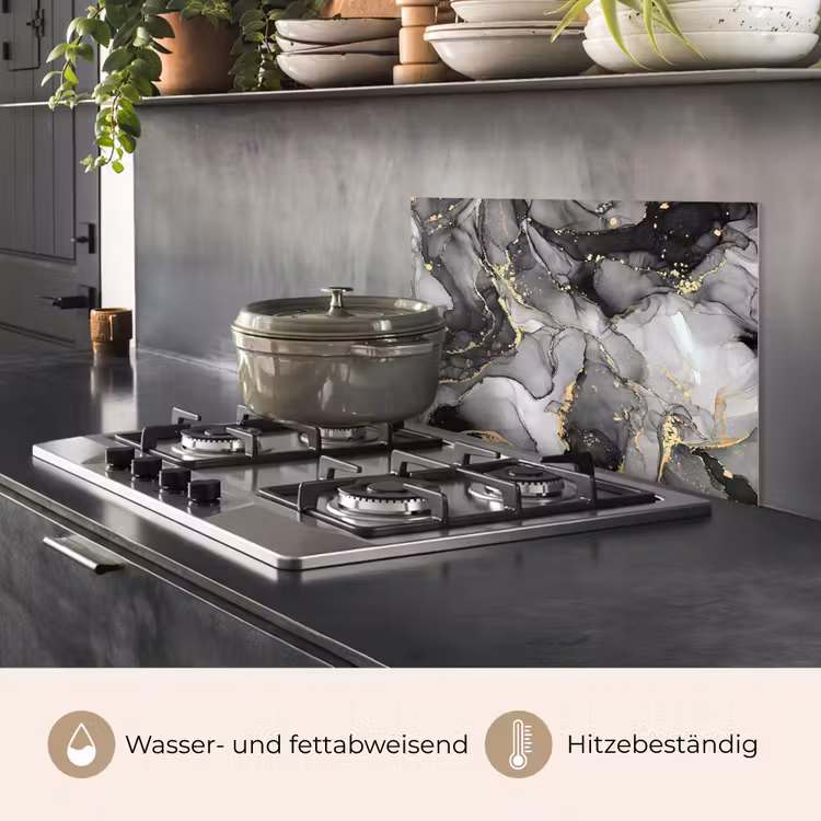 Marmer - Zwart - Goud - Grijs keuken achterwand spatscherm klein -usp_DE