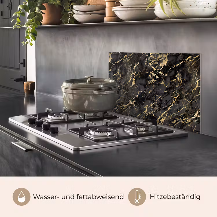 Marmer - Zwart - Goudstructuur keuken achterwand spatscherm klein 900 -usp_DE