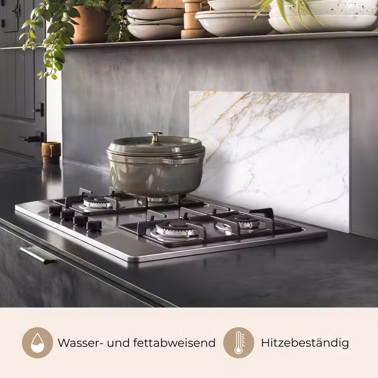 Marmer - Steen - Wit - Goud - Marmerlook - Steen - Luxe keuken achterwand spatscherm klein -usp_DE