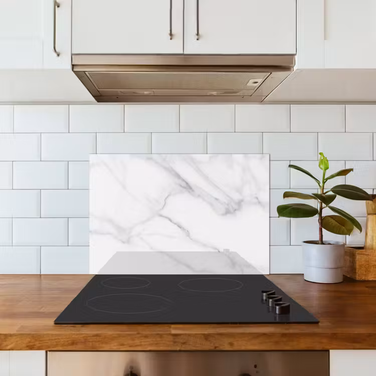 Marmer - Structuur - Wit - Grijs - Steen - Marmerlook keuken achterwand spatscherm klein -sfeer2