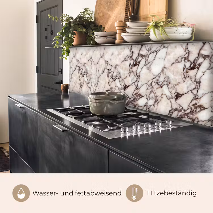 Marmer - Textuur - Abstract - Wit - Bruin keuken achterwand 2 middel -usp_DE