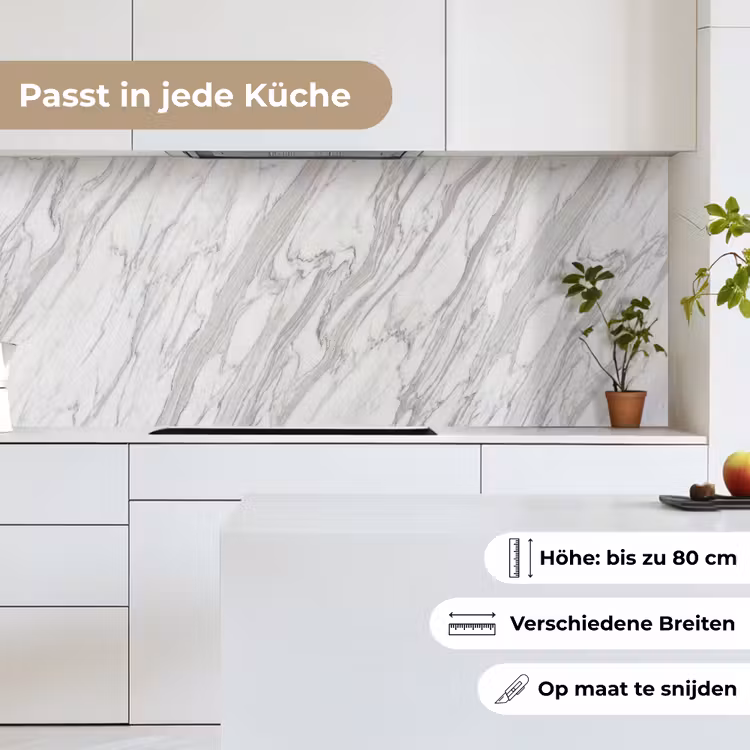 Marmer - Wit - Grijs - Structuur - Modern keuken achterwand 2 middel -sfeer4_DE