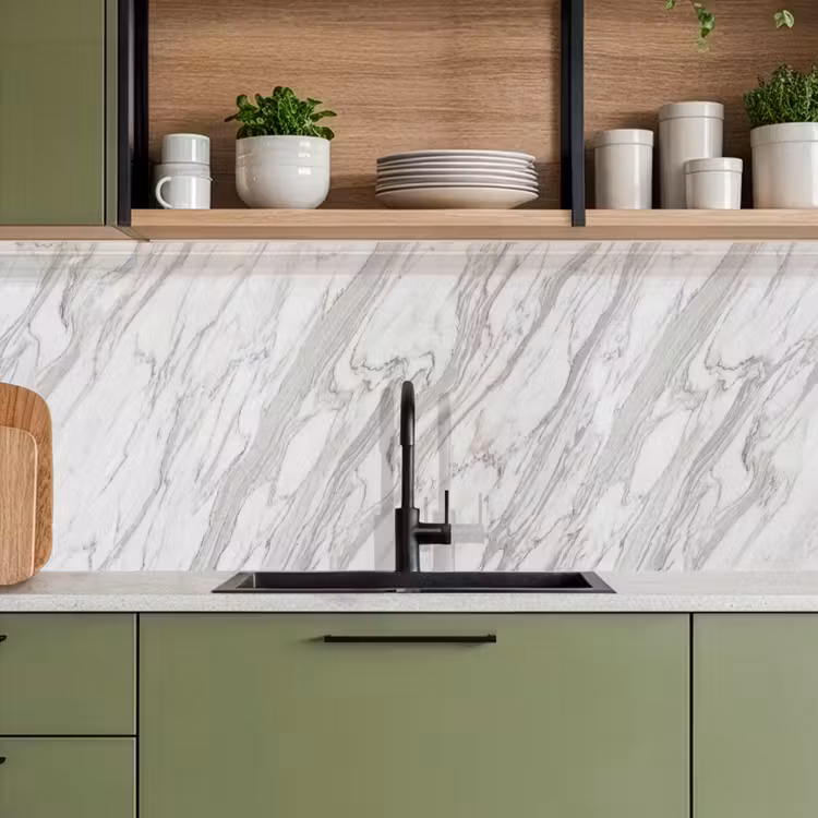 Marmer - Wit - Grijs - Structuur - Modern keuken achterwand 2 middel -sfeer3