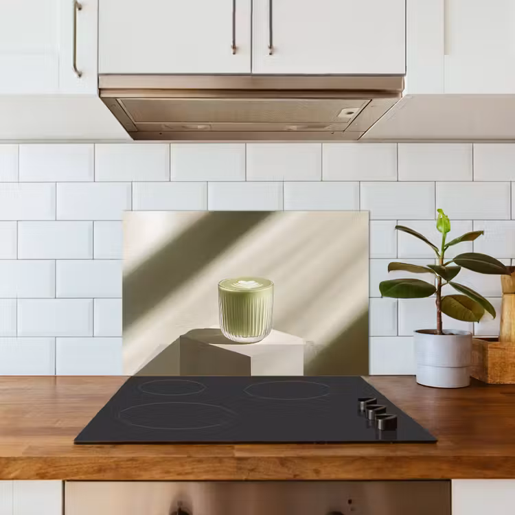 Matcha - Glas - Groen - Minimalistisch keuken achterwand spatscherm klein -sfeer2