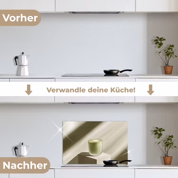 Matcha - Glas - Groen - Minimalistisch keuken achterwand spatscherm klein -voor_na_DE