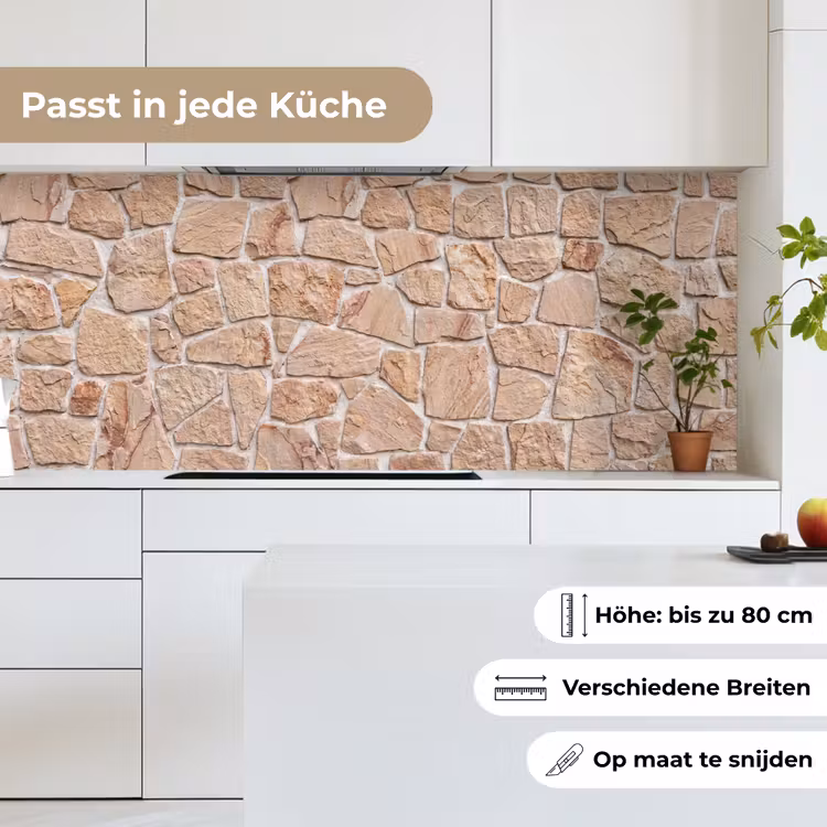 Muur - Steen - Patroon - Rustiek - Beige keuken achterwand 2 middel -sfeer4_DE