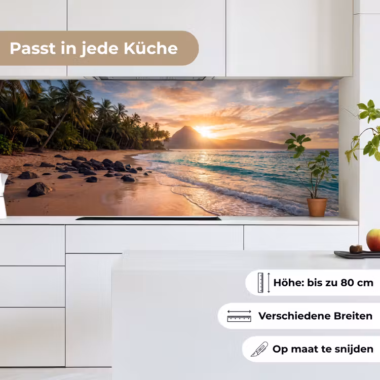 Zee - Berg - Landschap - Tropisch - Goud keuken achterwand 2 middel -sfeer4_DE