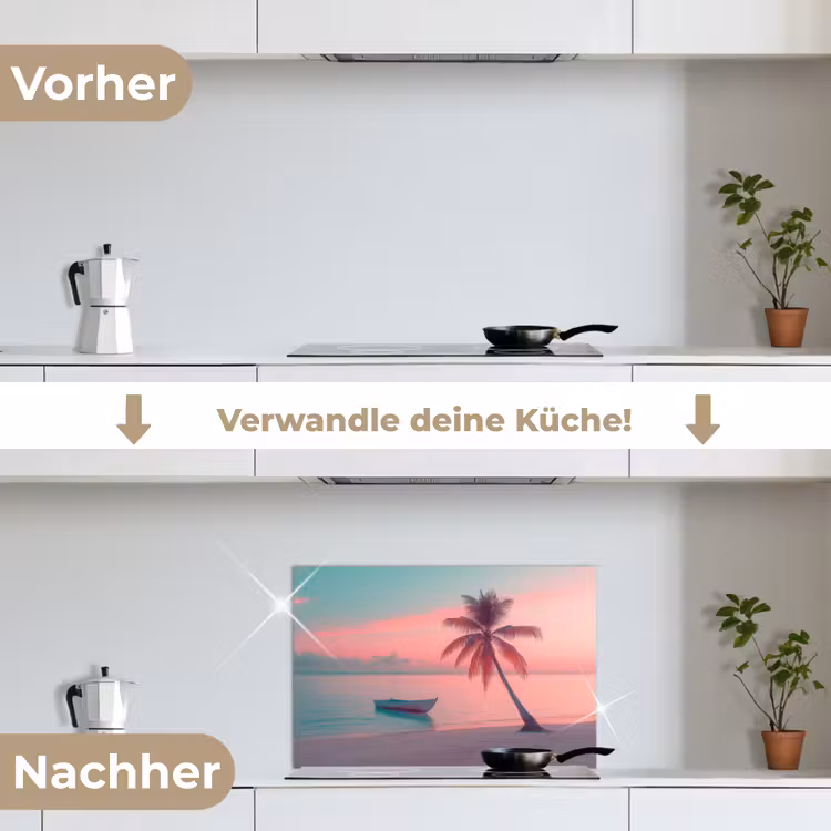 Zee - Boot - Zonsondergang keuken achterwand spatscherm klein -voor_na_DE