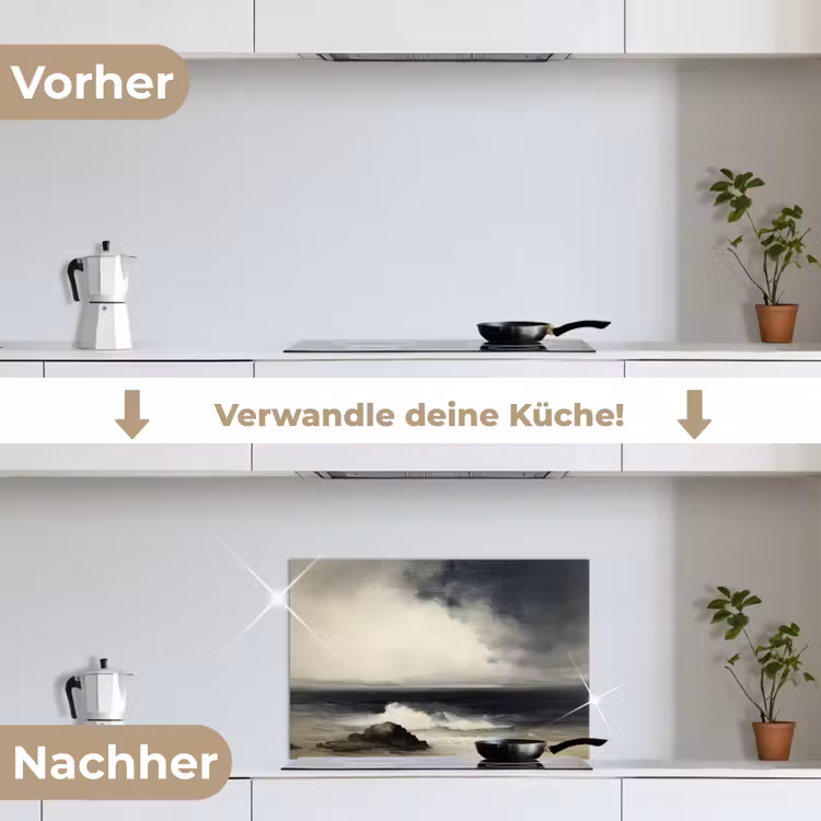 Zee - Rotsen - Storm keuken achterwand spatscherm klein -voor_na_DE