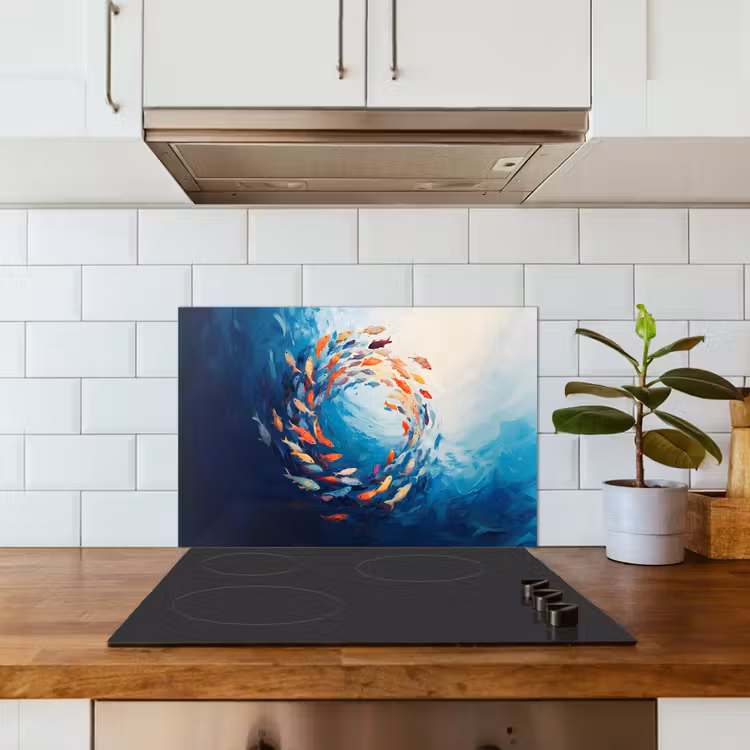 Zee - Vissen - Kleurrijk - Dynamisch keuken achterwand spatscherm klein -sfeer2