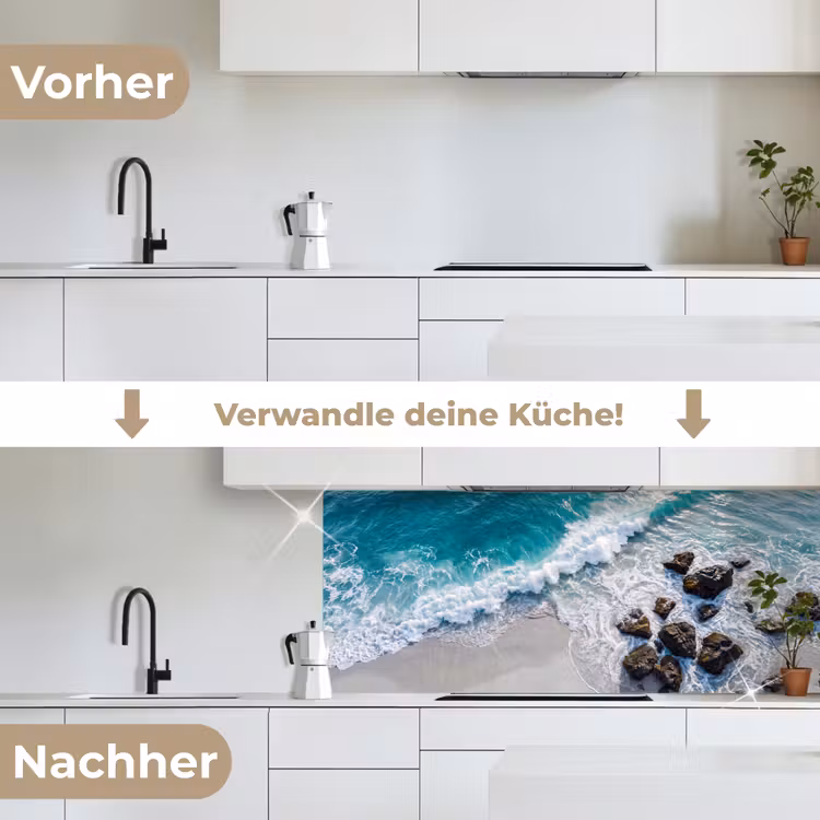 Zee - Golf - Strand - Natuur - Blauw keuken achterwand 2 middel -voor-na_DE