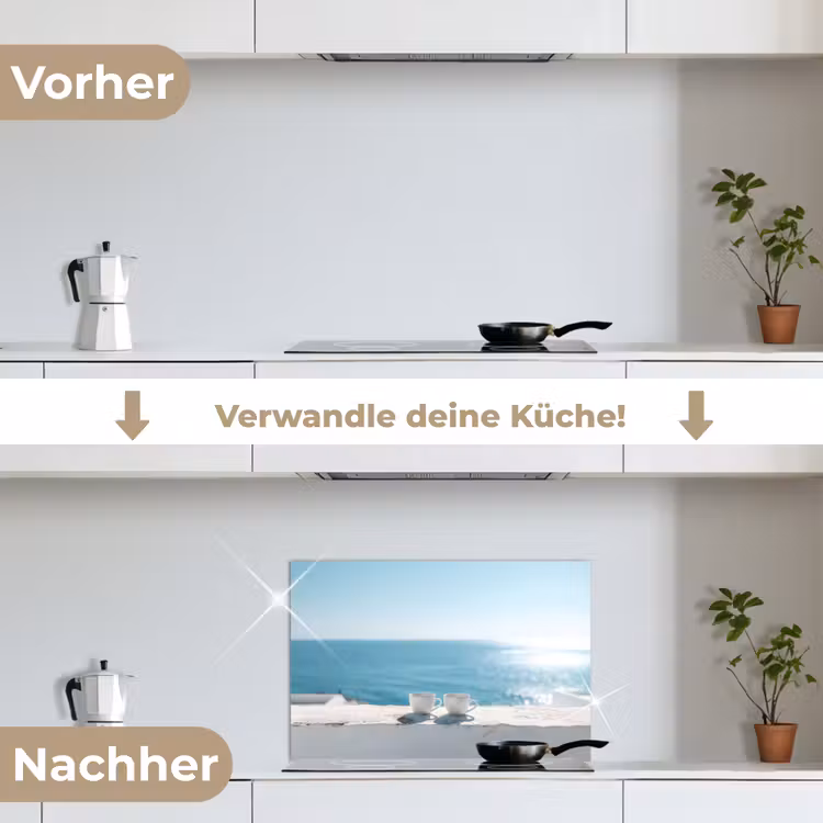 Zee - Koffiekopjes - Zomers keuken achterwand spatscherm klein -voor_na_DE