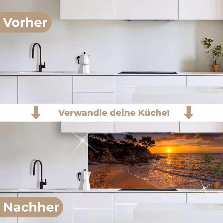 Zee - Kust - Zonsondergang - Natuur - Oranje keuken achterwand 2 middel -voor-na_DE