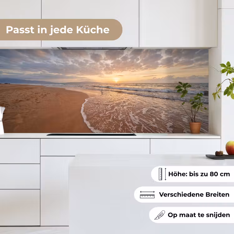 Zee - Kustlijn - Wolken - Landschap - Oranje keuken achterwand 2 middel -sfeer4_DE