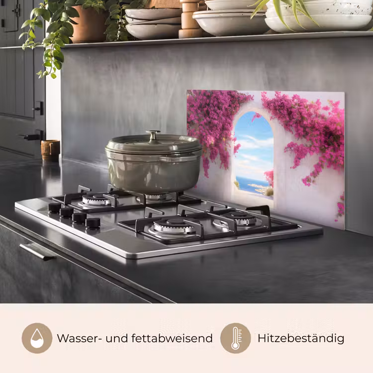 Zee - Roze - Bloemen - Poort keuken achterwand spatscherm klein -usp_DE