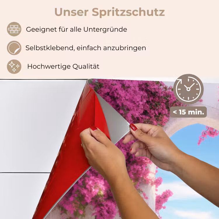 Zee - Roze - Bloemen - Poort keuken achterwand spatscherm klein -spatscherm_DE
