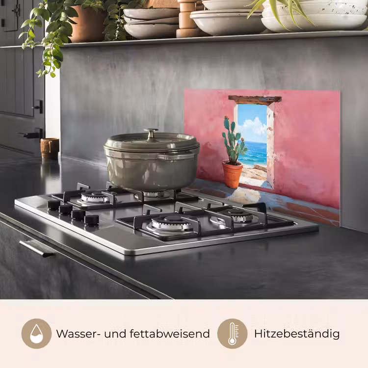 Zee - Roze - Cactus keuken achterwand spatscherm klein -usp_DE
