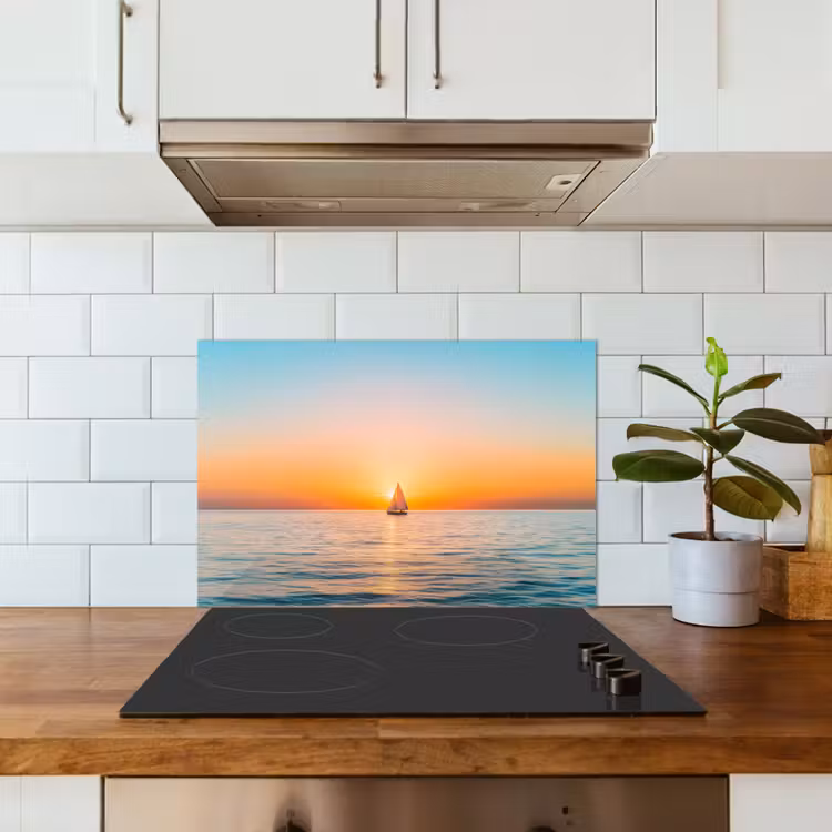 Zee - Zeilboot - Zonsondergang keuken achterwand spatscherm klein -sfeer2