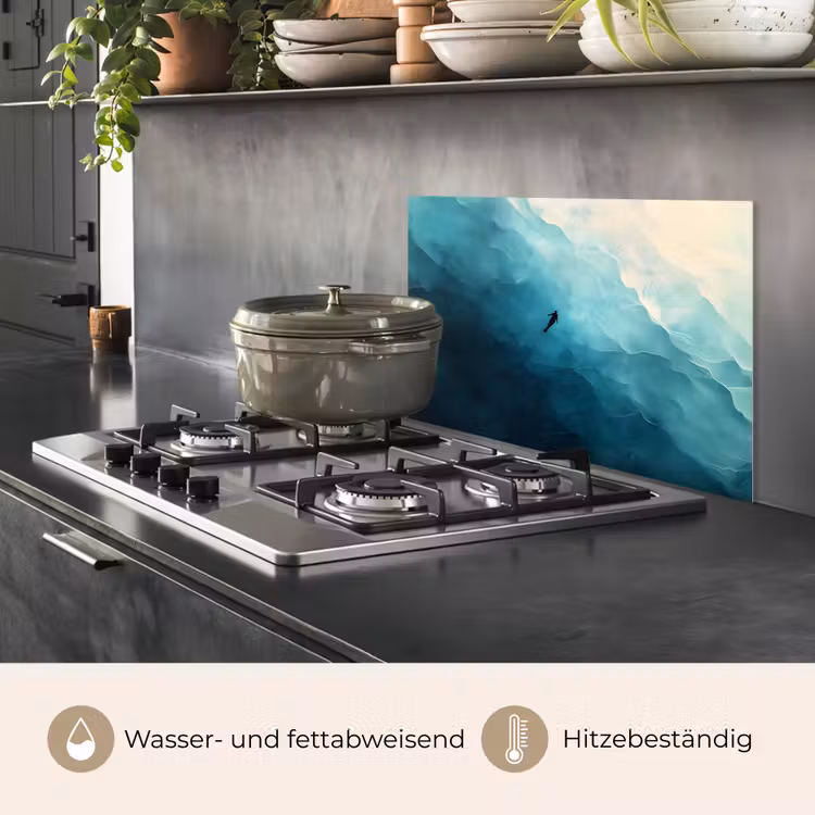 Zee - Silhouet - Abstract - Blauw keuken achterwand spatscherm klein -usp_DE