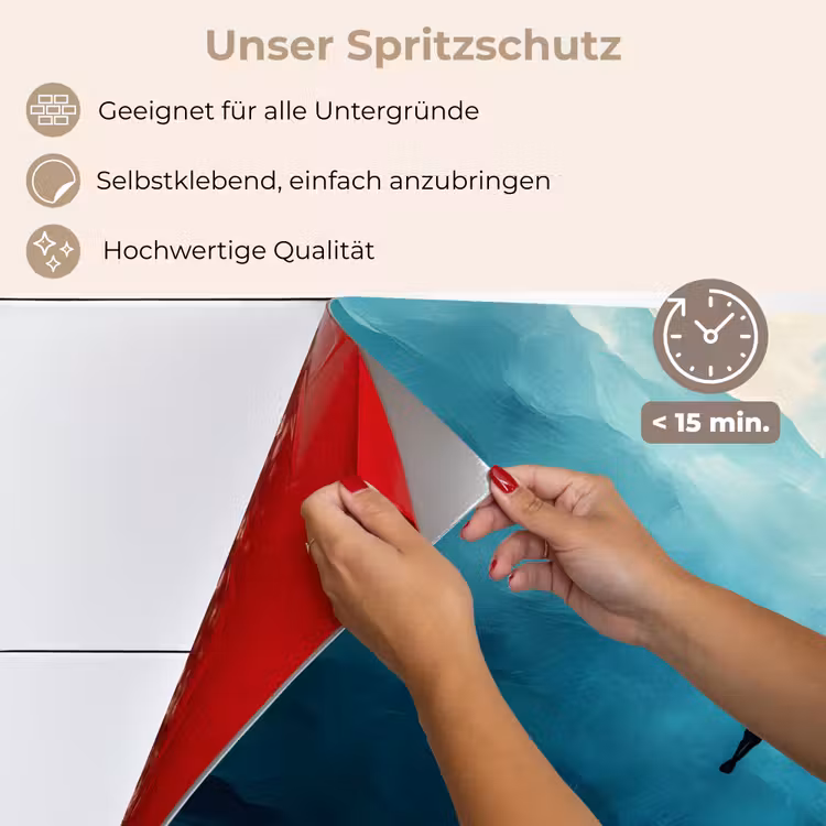 Zee - Silhouet - Abstract - Blauw keuken achterwand spatscherm klein -spatscherm_DE